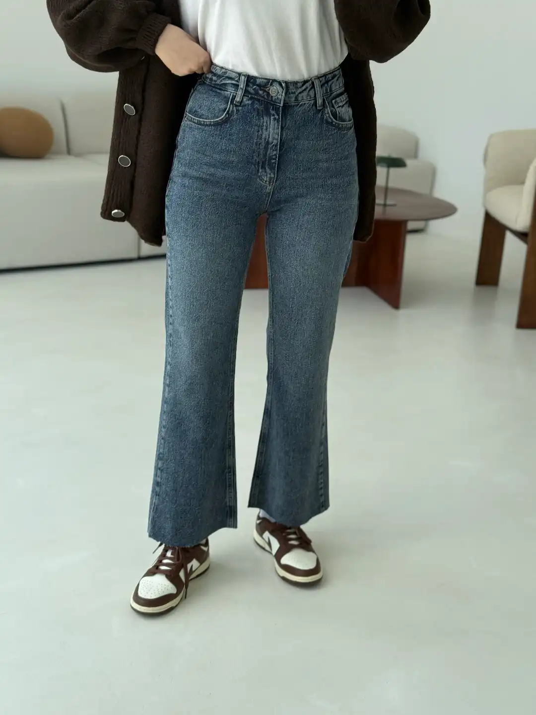 Premium Paçası Kesik Hafif İspanyol Jean R277 - Görsel 2