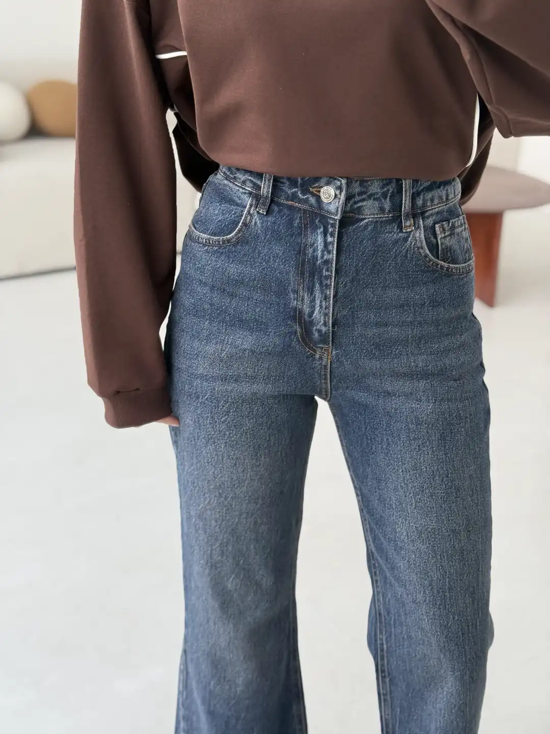 Premium Paçası Kesik Hafif İspanyol Jean R449 - Görsel 2