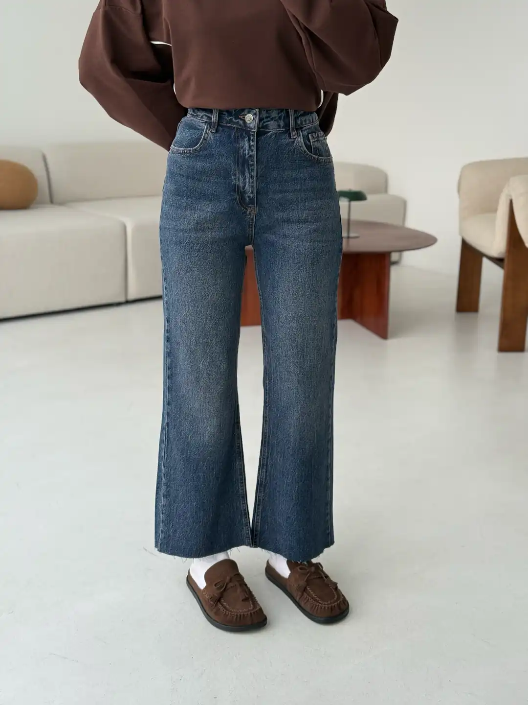 Premium Paçası Kesik Hafif İspanyol Jean R449 - Görsel 3