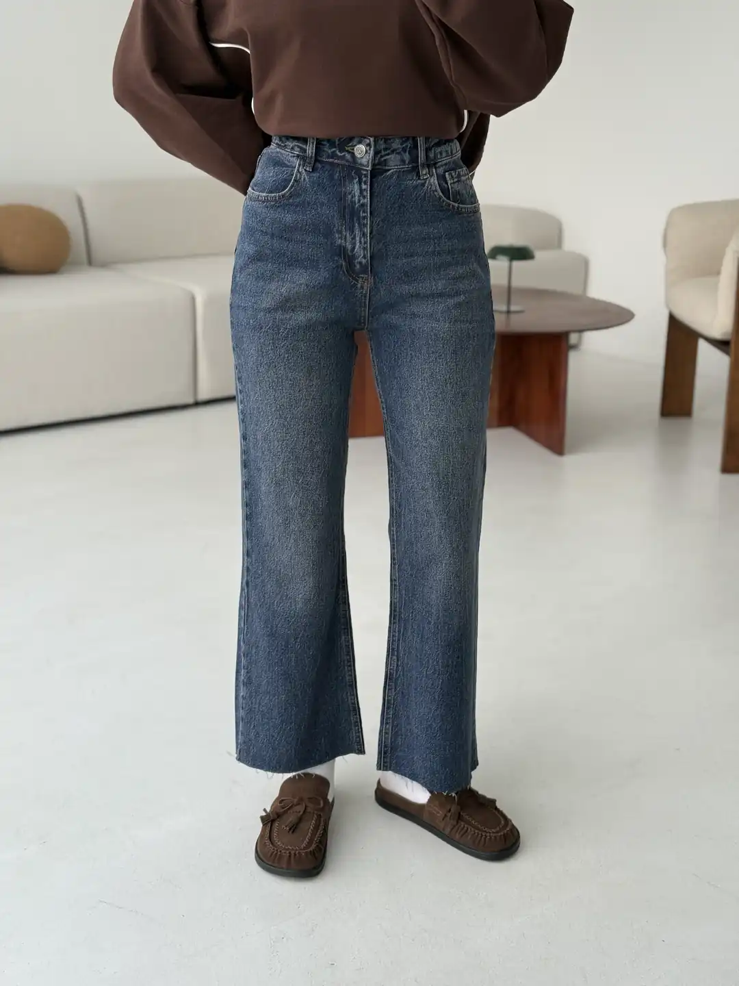 Premium Paçası Kesik Hafif İspanyol Jean R449 - Görsel 4