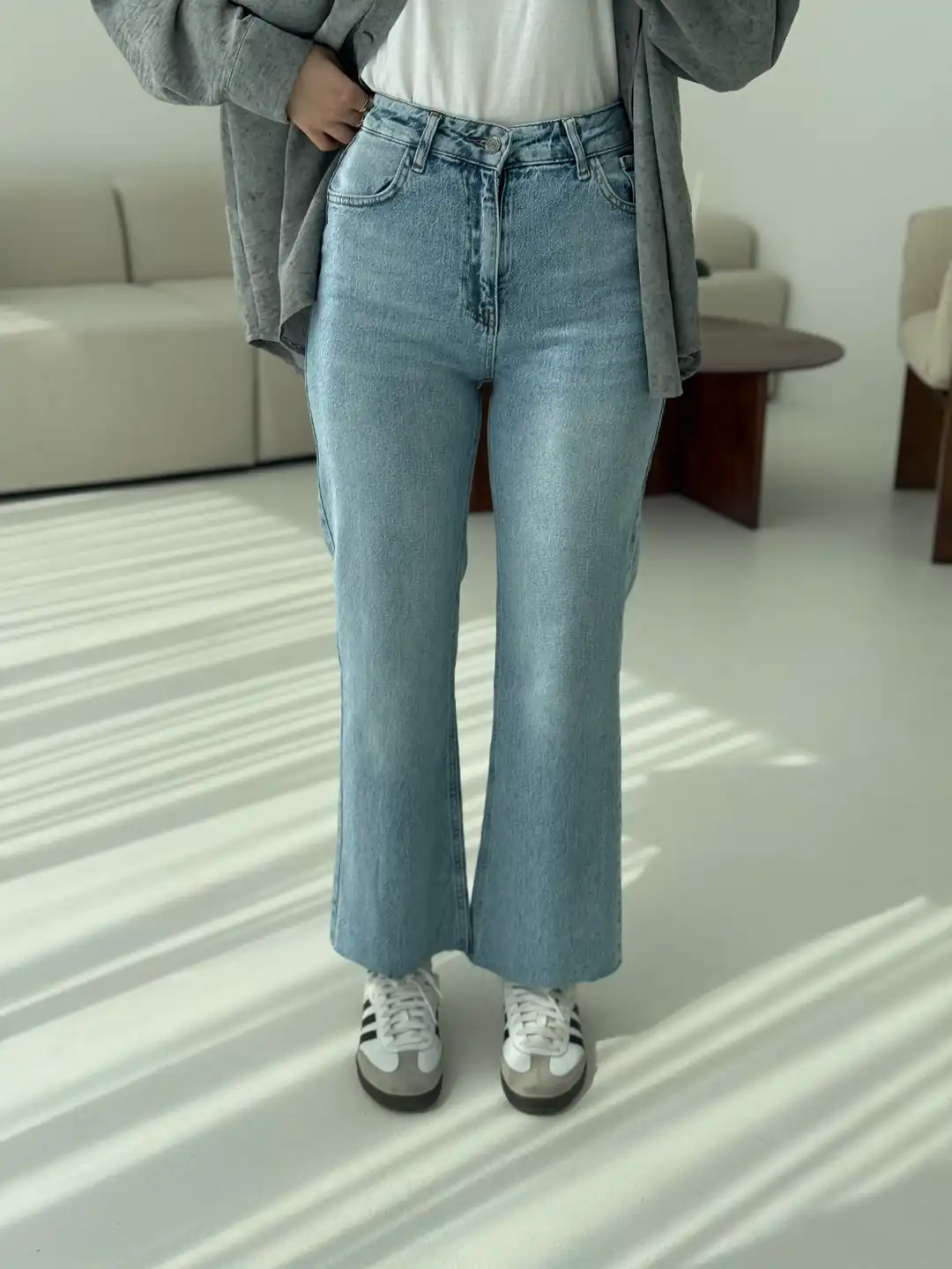 Premium Paçası Kesik  Hafif İspanyol Jean r78 - Görsel 2