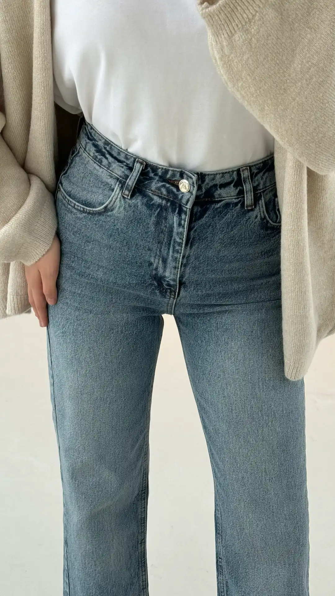 Premium Paçası Kesik Jean Buz