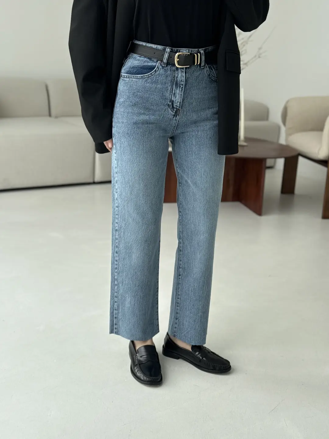 Premium Paçası Kesik Kemerli Jean 123-1 - Görsel 3