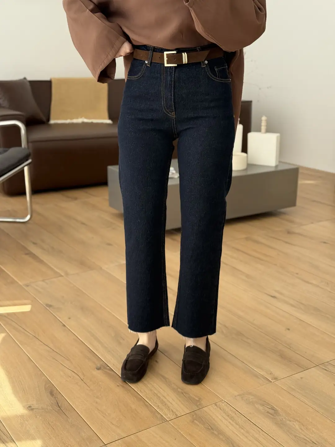 Premium Paçası Kesik Kemerli Jean R-171 - Görsel 2