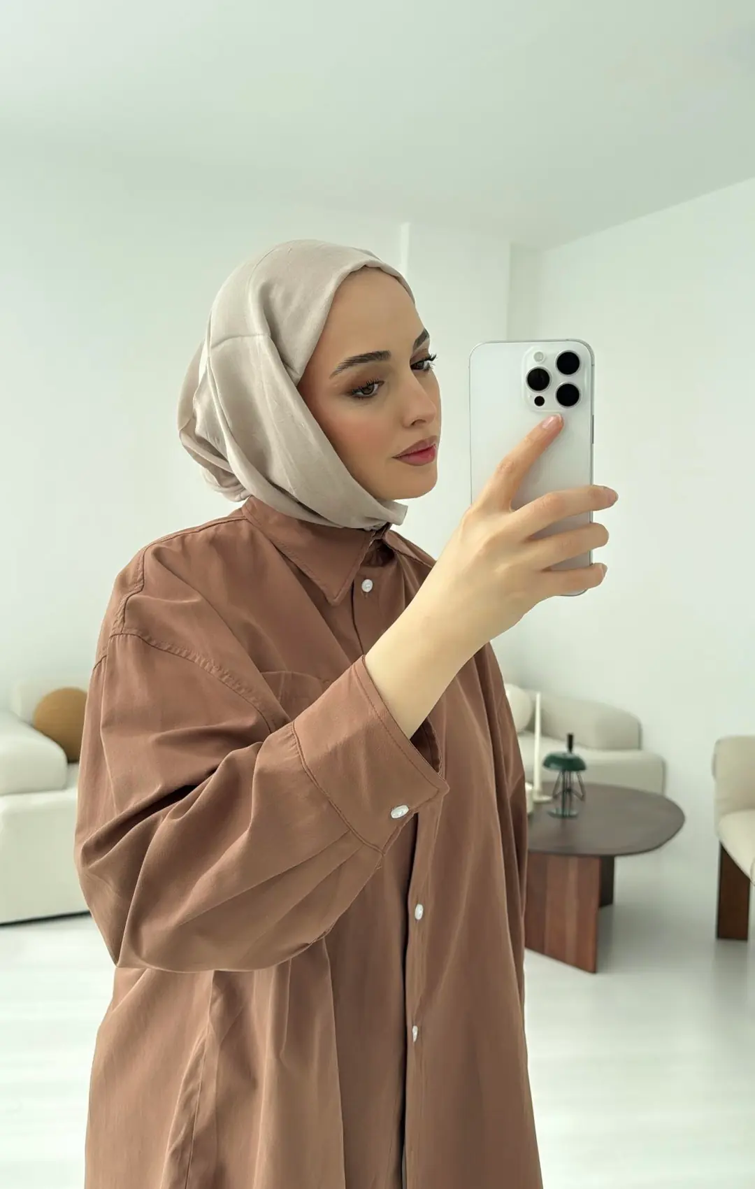 Premium Poplin Gömlek Kahve - Görsel 2