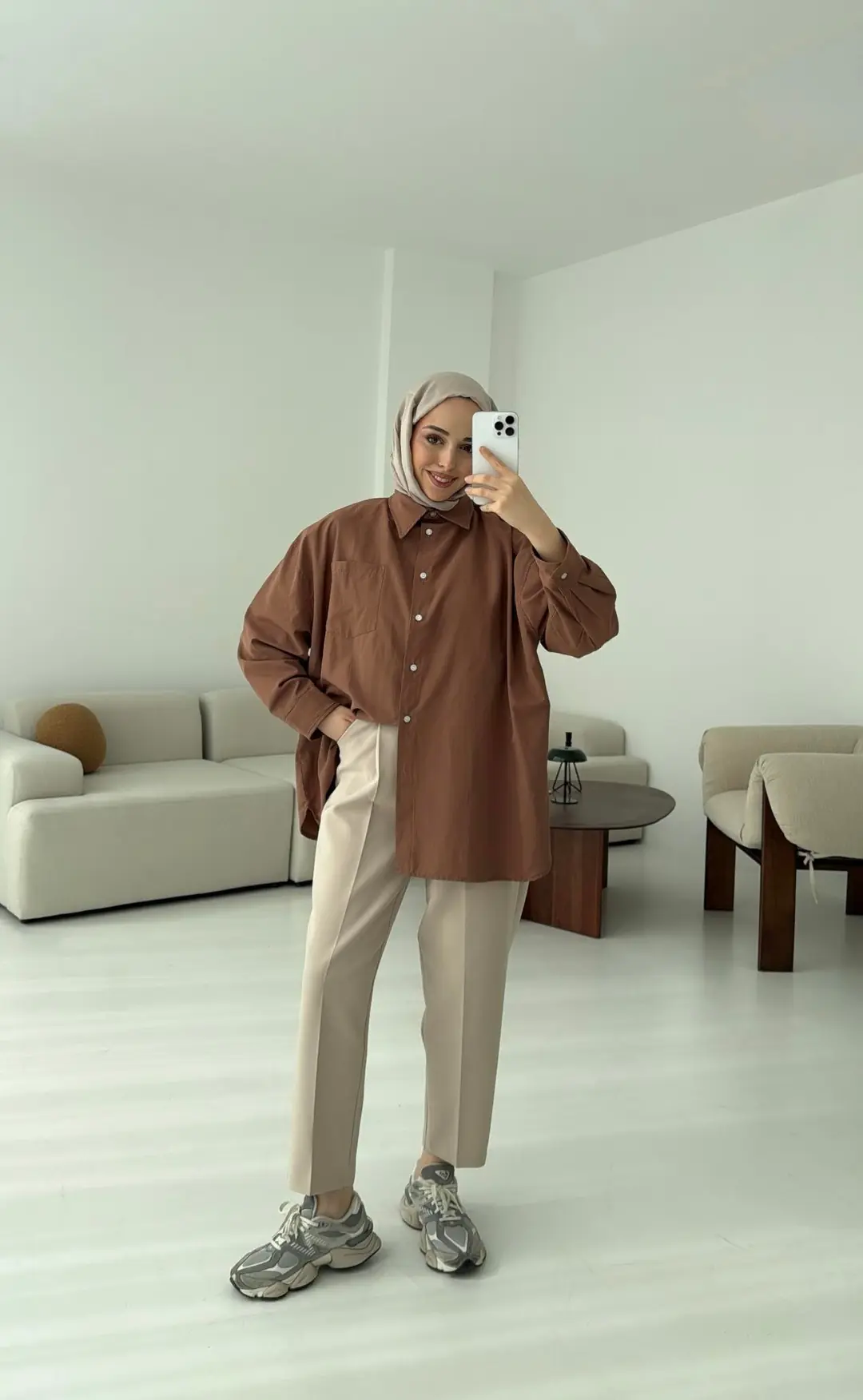 Premium Poplin Gömlek Kahve - Görsel 5