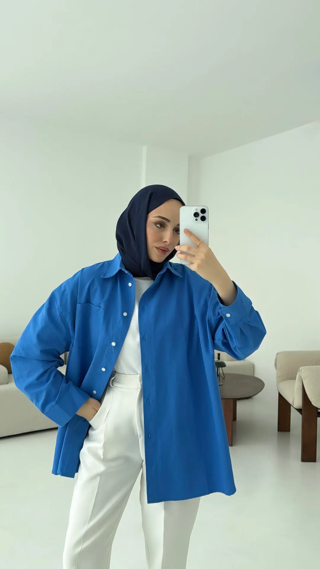 Premium Poplin Gömlek Mavi - Görsel 4