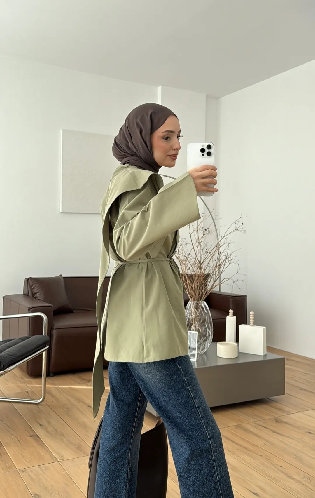 Premium Şal Detaylı Gömlek Açık Haki - Görsel 3