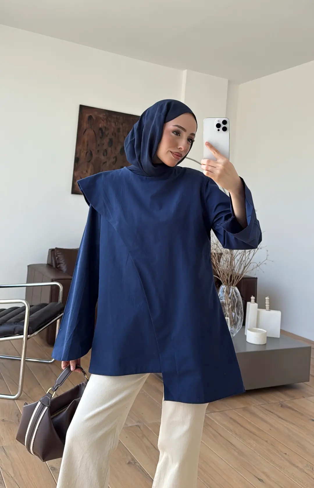 Premium Şal Detaylı Gömlek Lacivert - Görsel 2