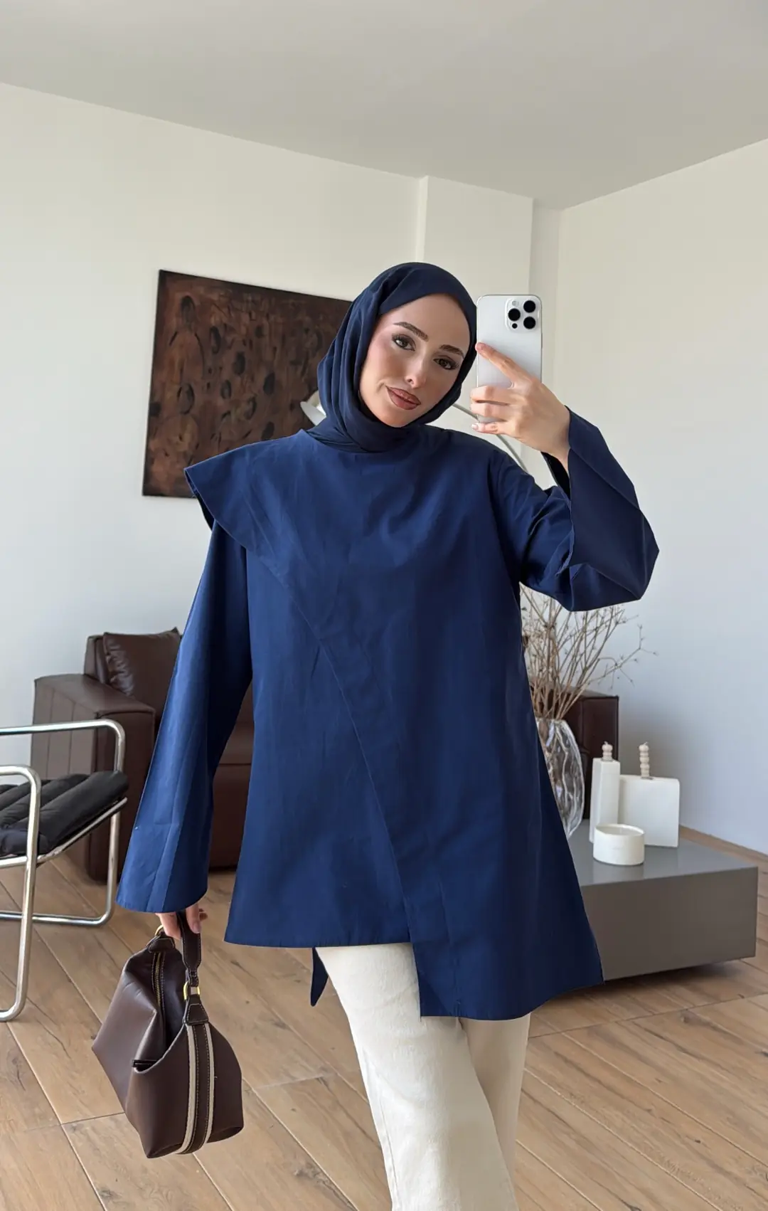 Premium Şal Detaylı Gömlek Lacivert - Görsel 6