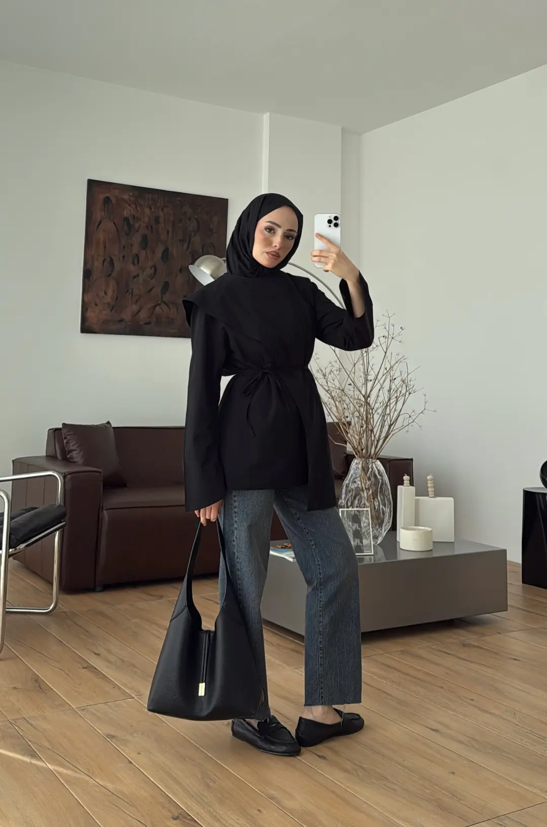 Premium Şal Detaylı Gömlek Siyah - Görsel 2