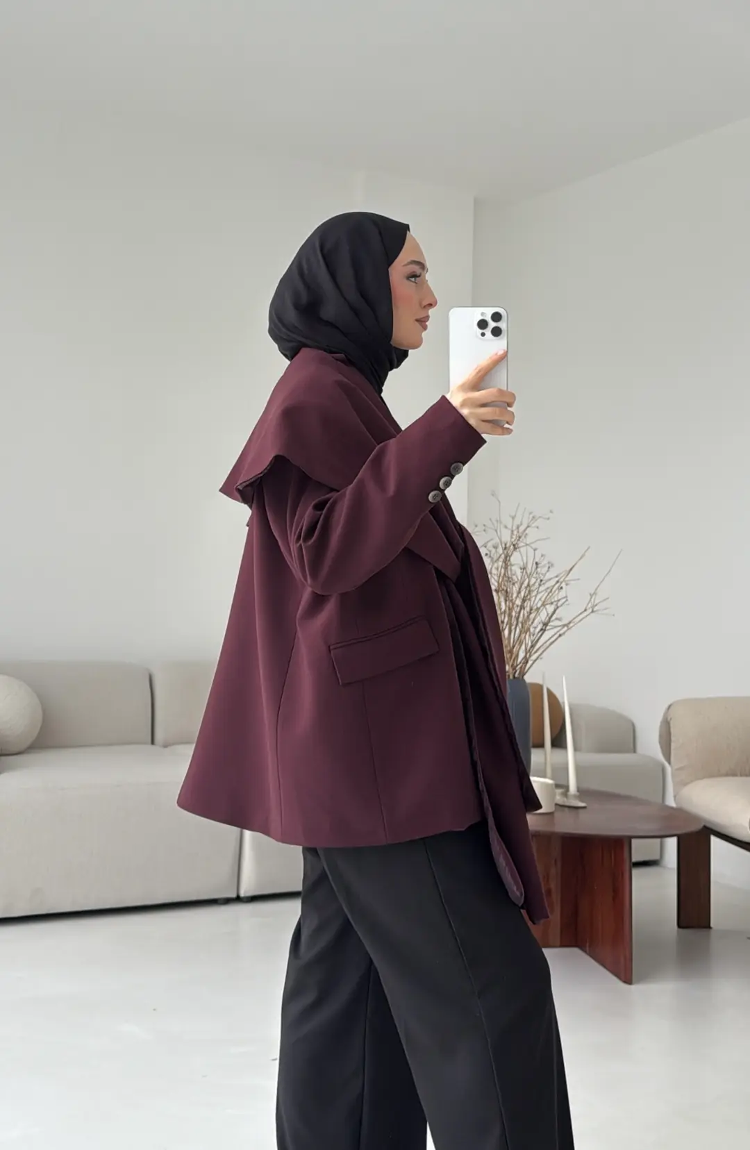 Premıum Seyyar Atkılı Ceket Bordo - Görsel 2