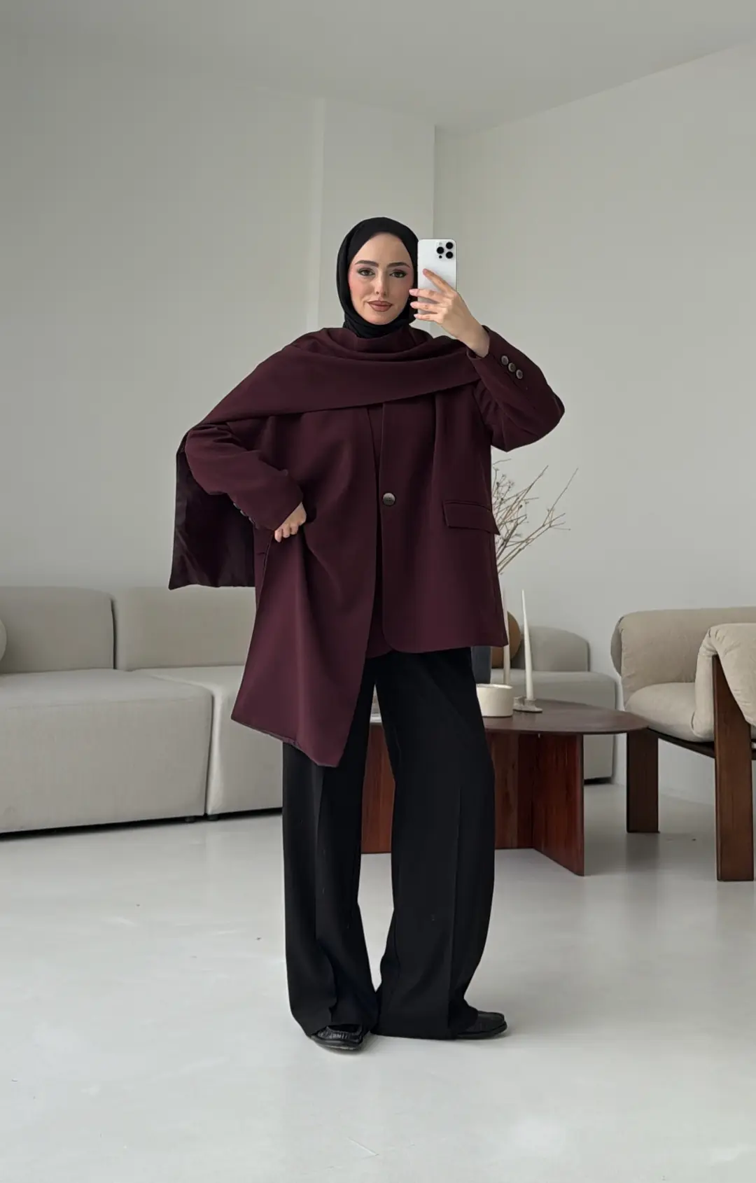 Premıum Seyyar Atkılı Ceket Bordo - Görsel 3