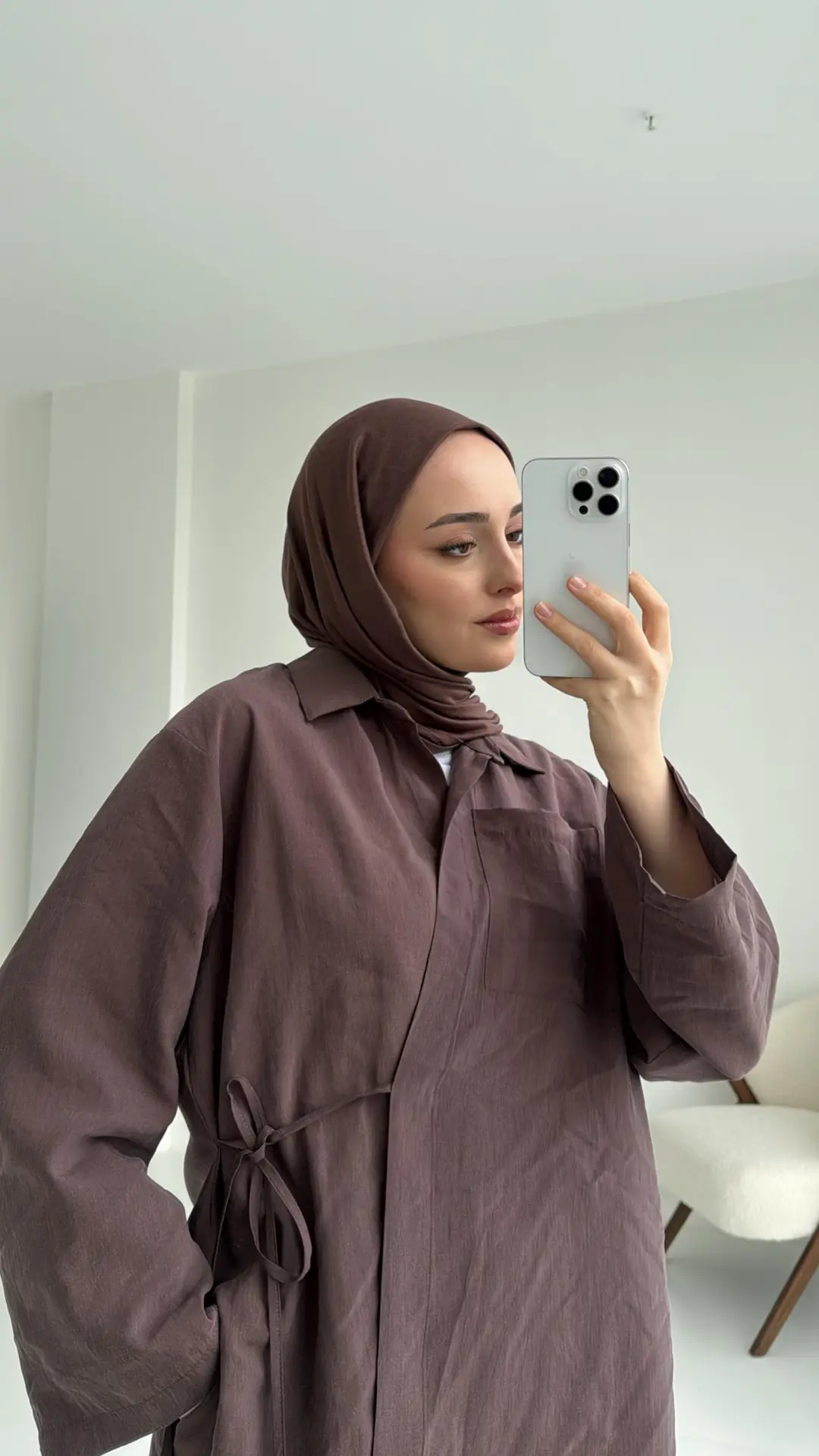 Pt Bağlamalı Bluz Takım Kahve - Görsel 4