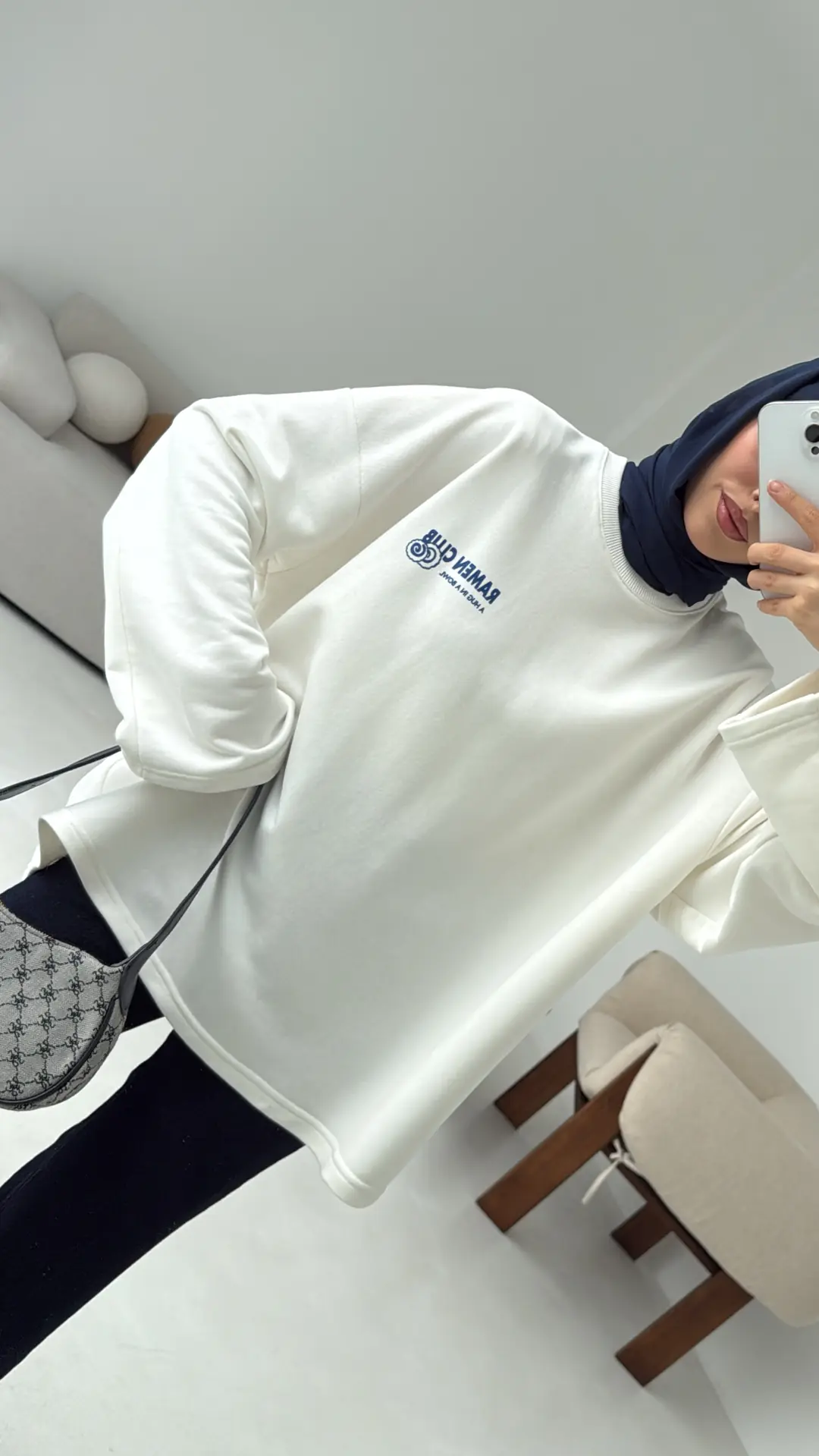 Ramen Baskılı Sweat Beyaz - Görsel 5