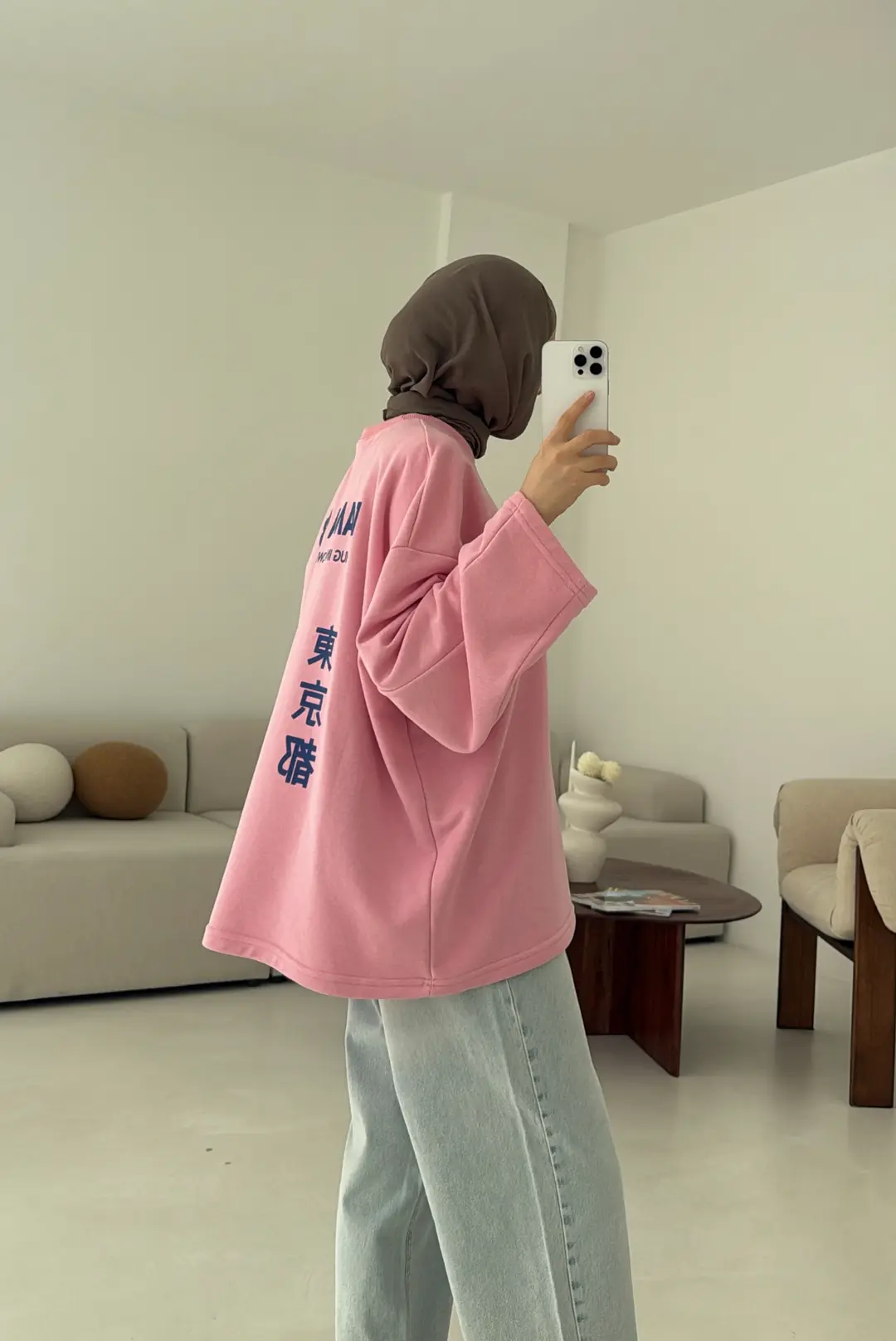 Ramen Baskılı Sweat Pembe - Görsel 7