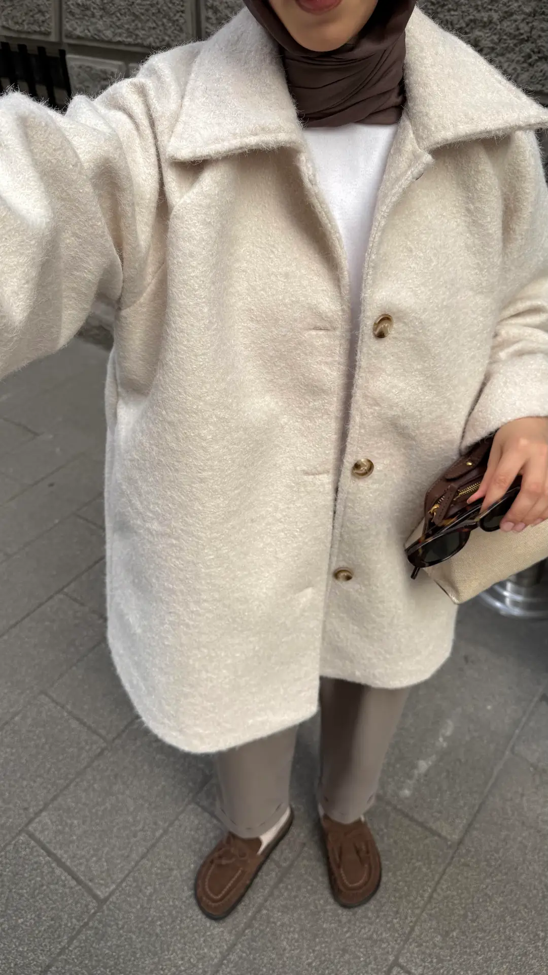 Reglan Kol Kaşe Kaban Bej - Görsel 2