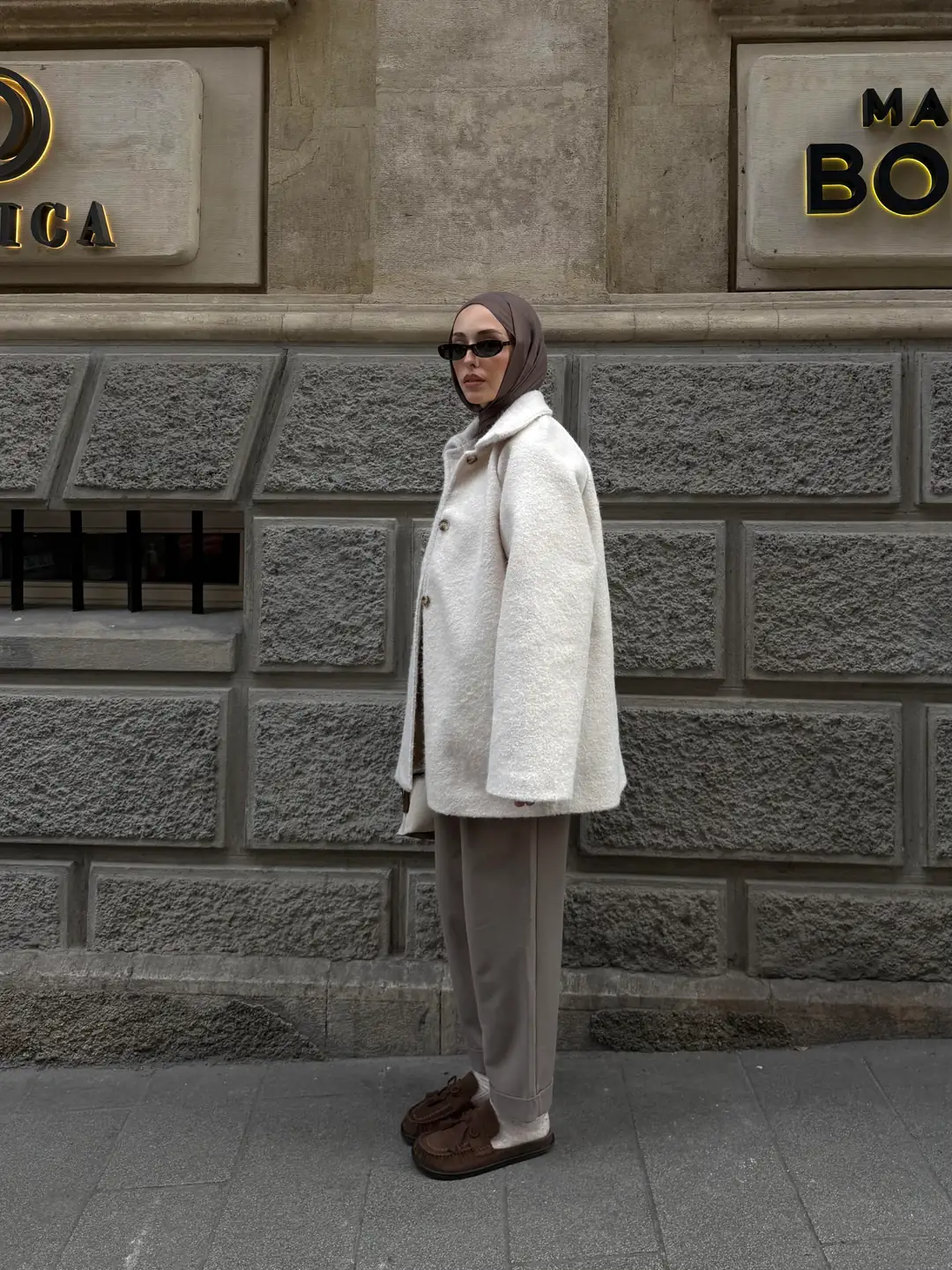 Reglan Kol Kaşe Kaban Bej - Görsel 3