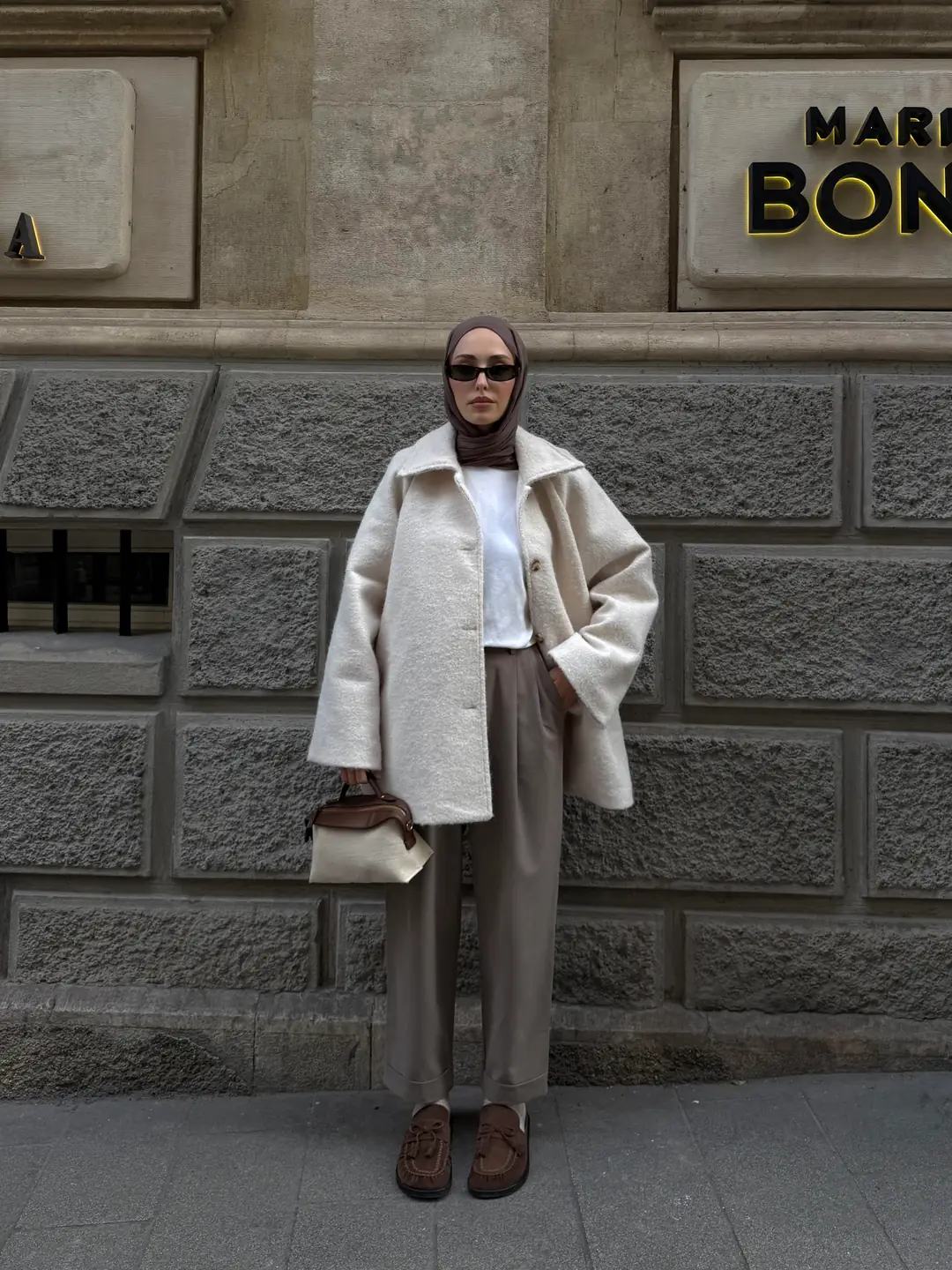 Reglan Kol Kaşe Kaban Bej - Görsel 8