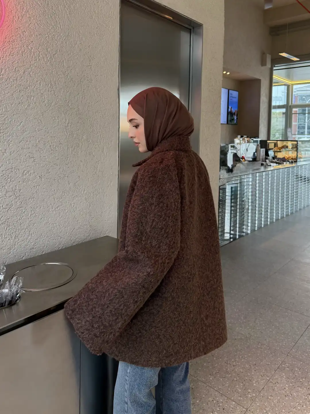 Reglan Kol Kaşe Kaban Kahve - Görsel 2