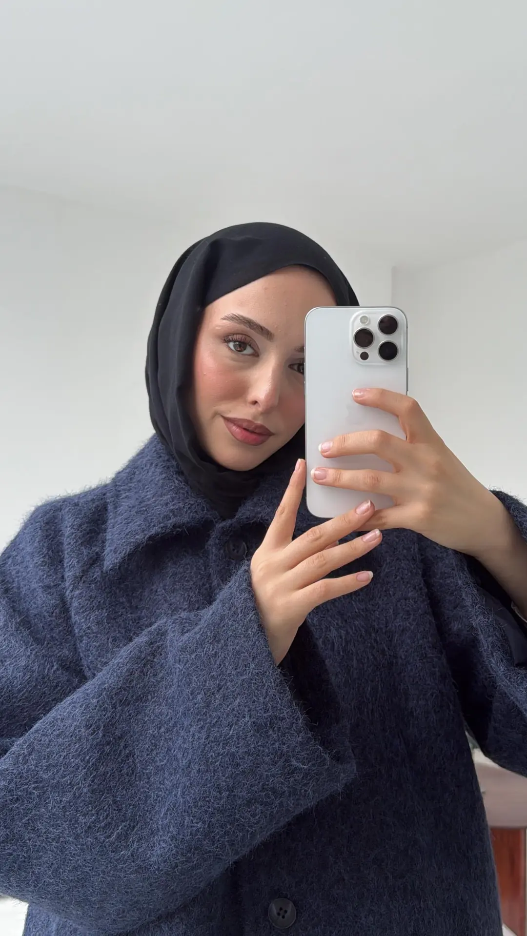 Reglan Kol Kaşe Kaban Lacivert - Görsel 8