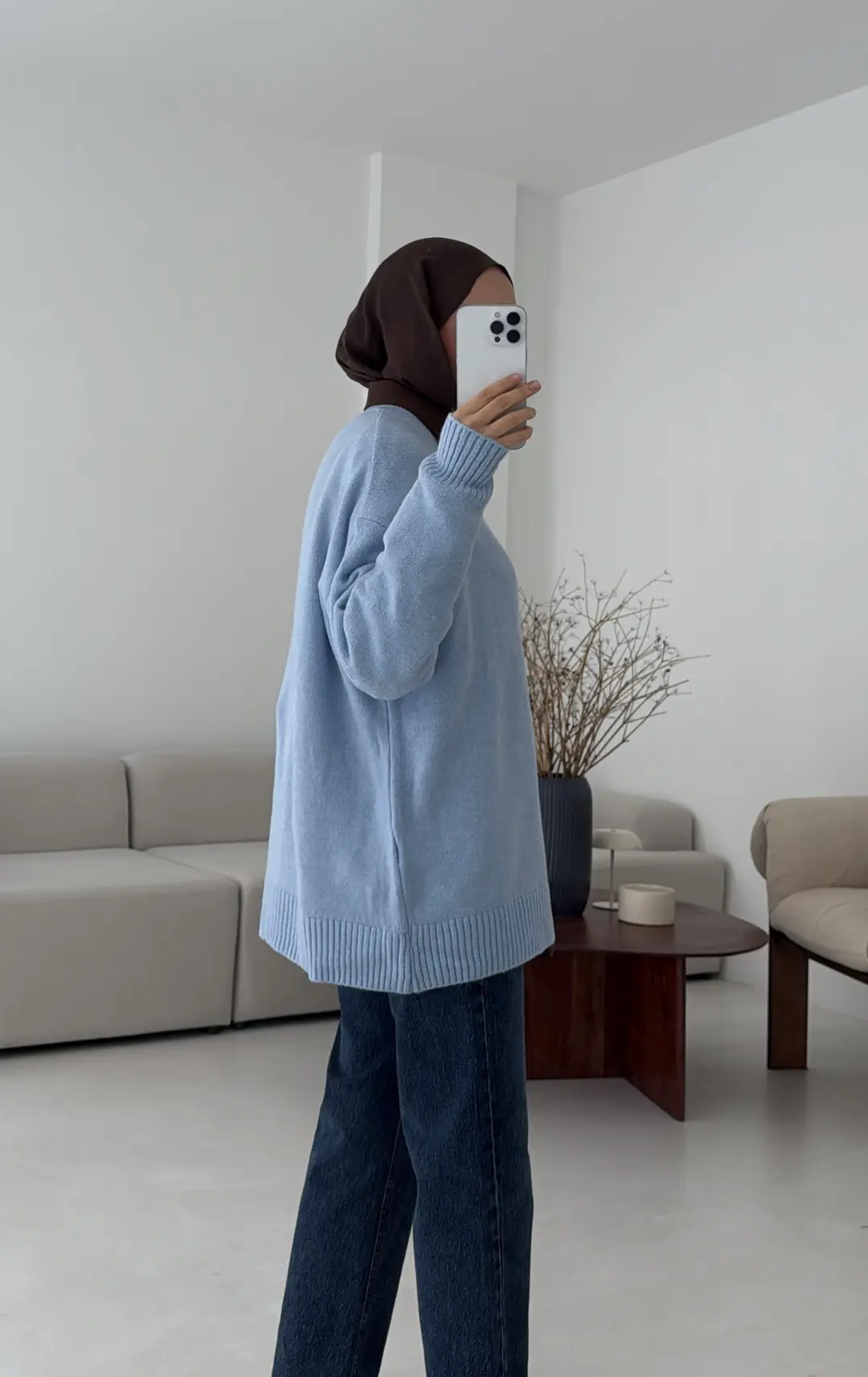 Reglan Kol Triko Kazak Acık Mavi - Görsel 2