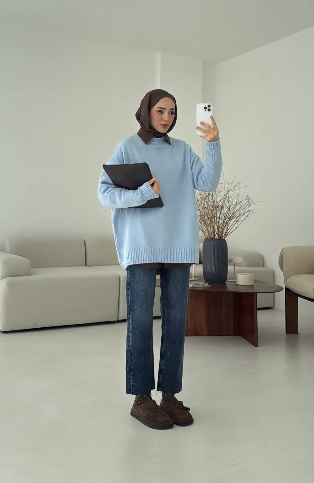 Reglan Kol Triko Kazak Acık Mavi - Görsel 4