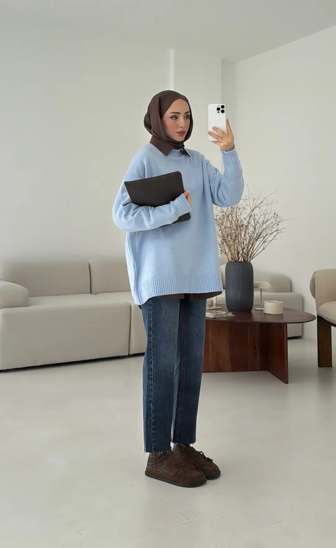 Reglan Kol Triko Kazak Acık Mavi - Görsel 8