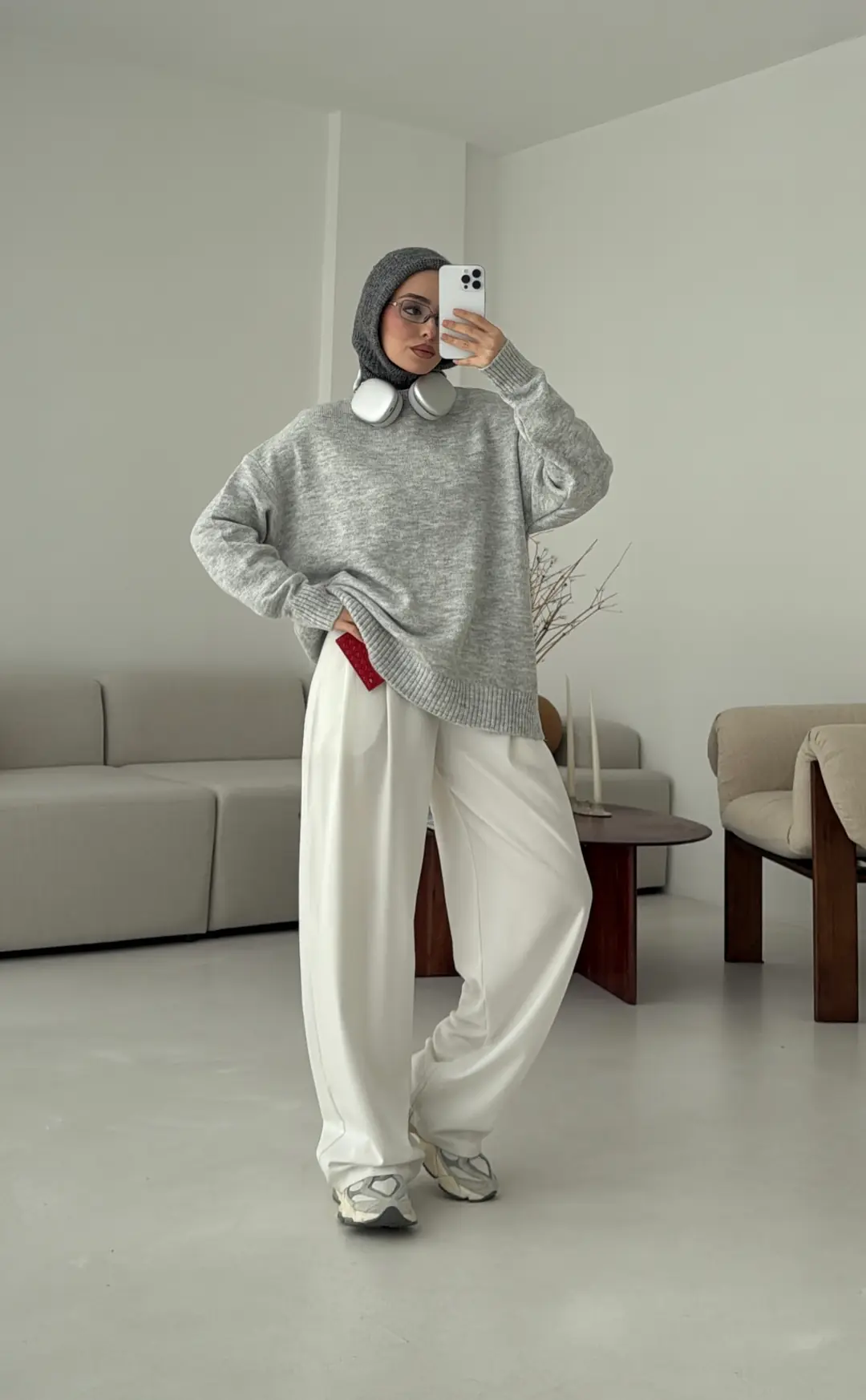 Reglan Kol Triko Kazak Gri