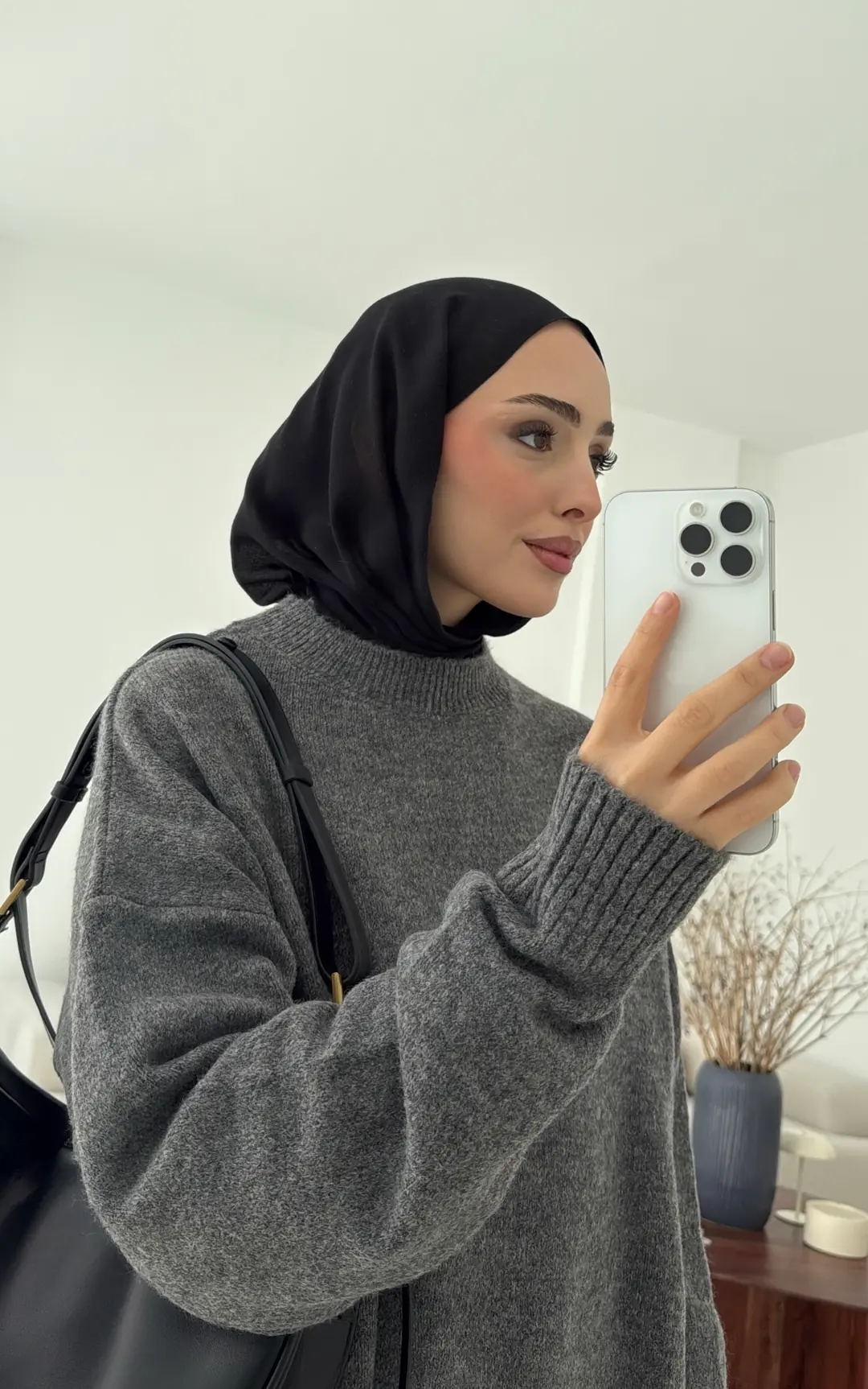 Reglan Kol Triko Kazak Koyu Gri - Görsel 8