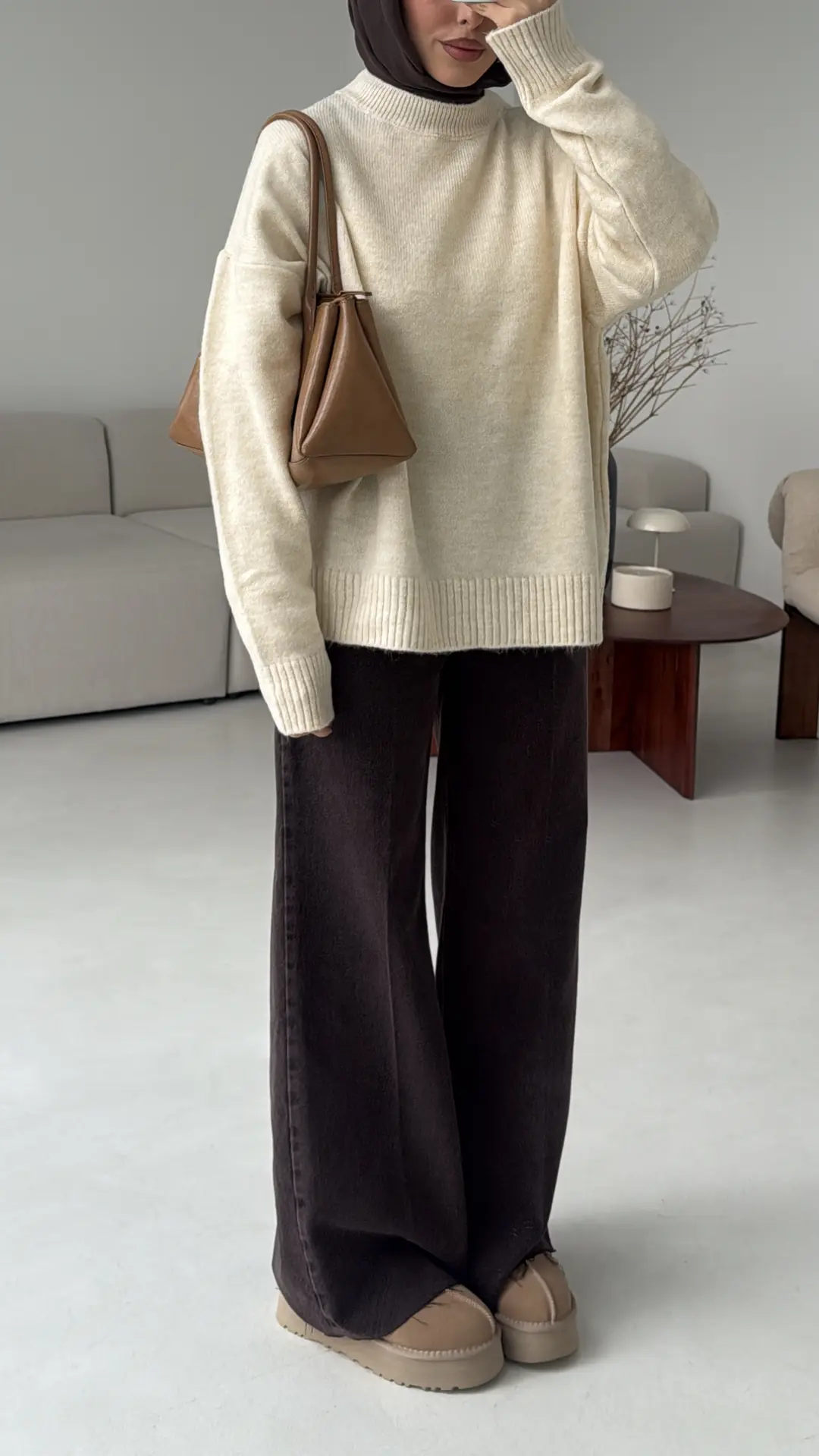 Reglan Kol Triko Kazak Krem - Görsel 7