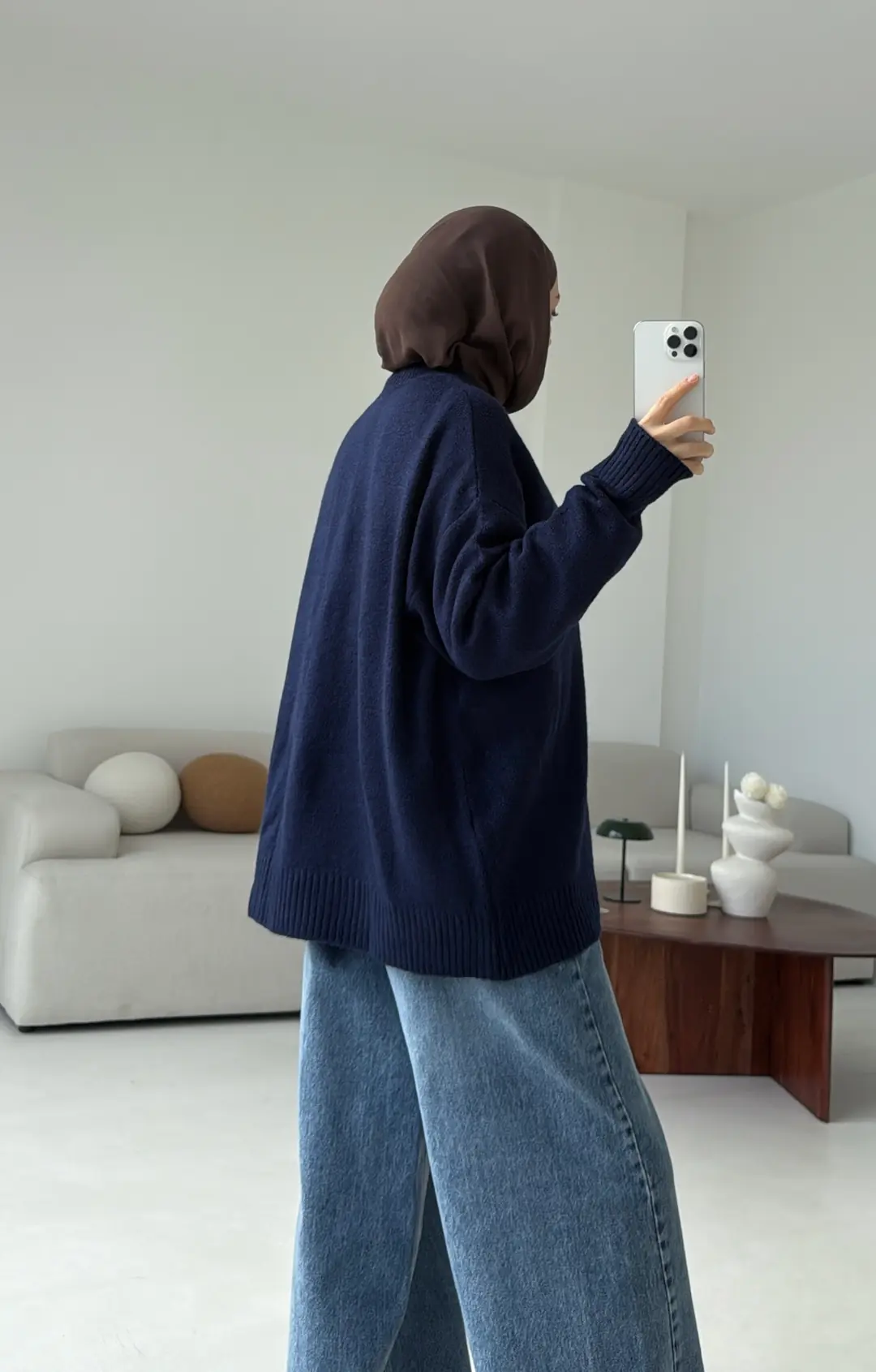 Reglan Kol Triko Kazak Lacivert - Görsel 3