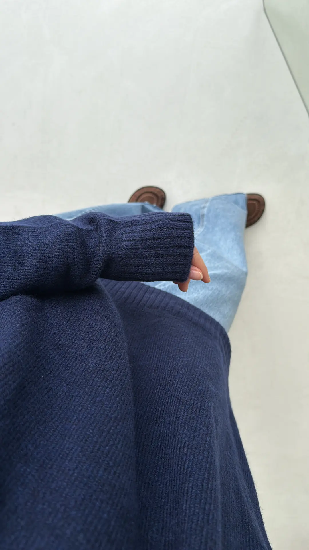 Reglan Kol Triko Kazak Lacivert - Görsel 5