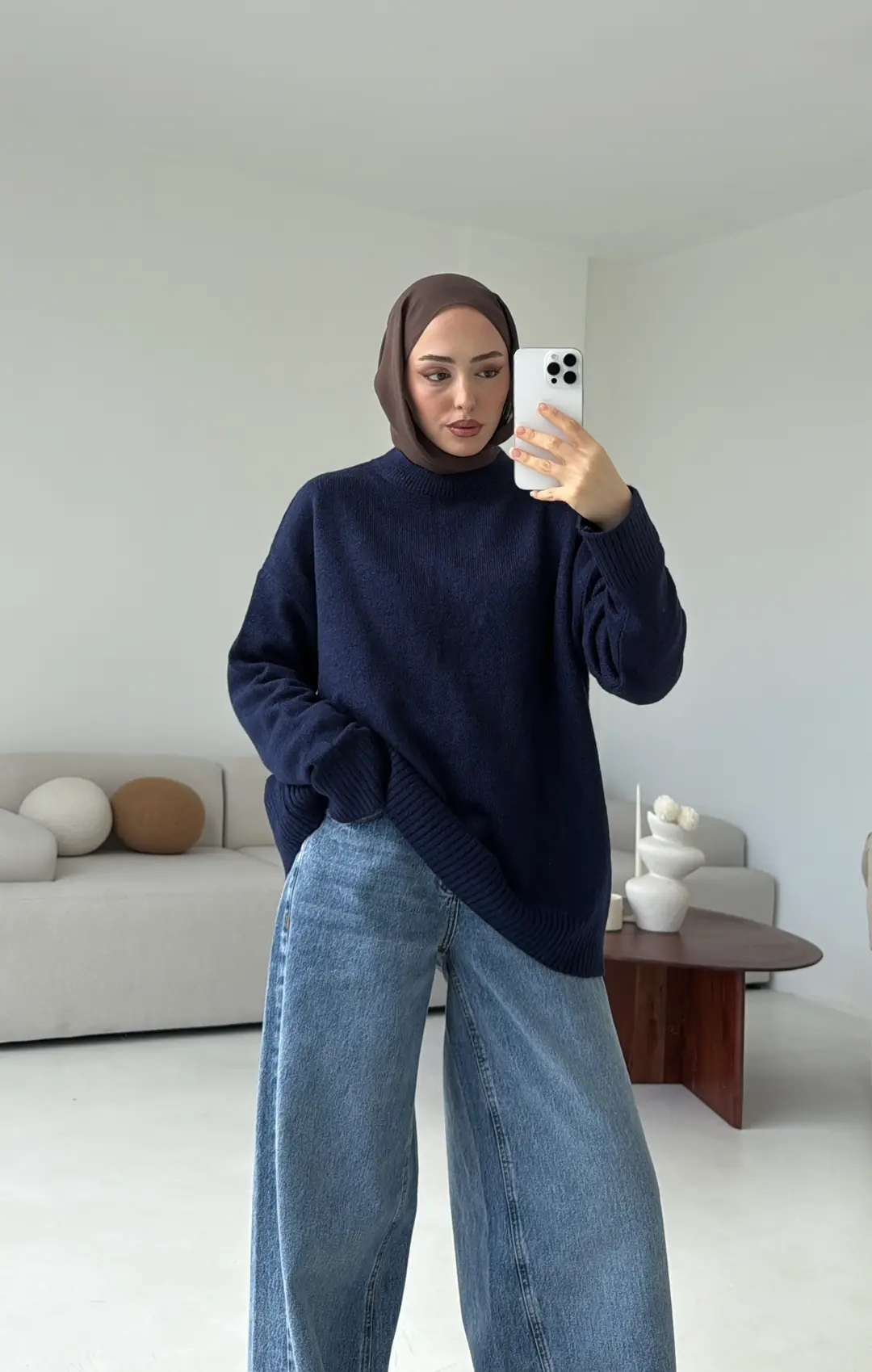 Reglan Kol Triko Kazak Lacivert - Görsel 8