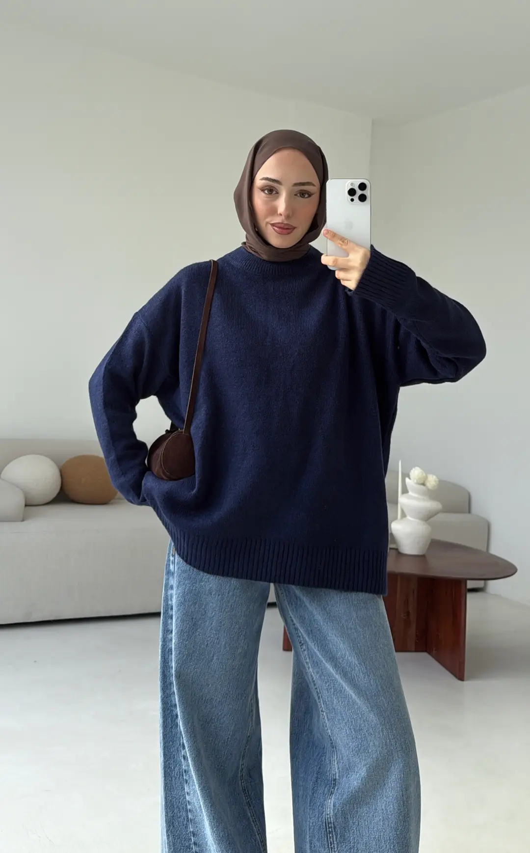 Reglan Kol Triko Kazak Lacivert - Görsel 9