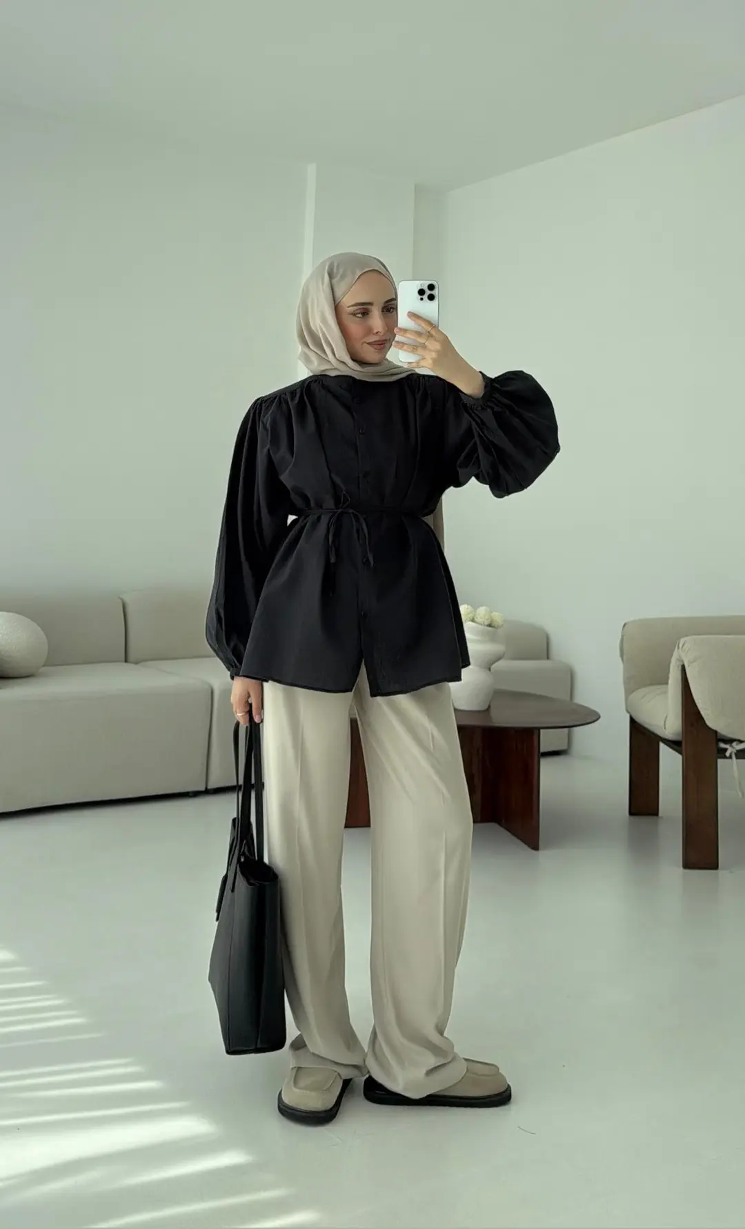 Risa Balon Kol Gömlek Antrasit - Görsel 5