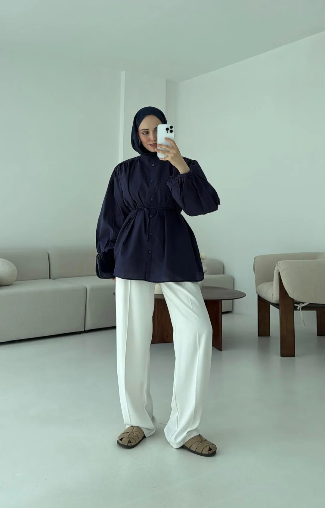 Risa Balon Kol Gömlek Lacivert - Görsel 4