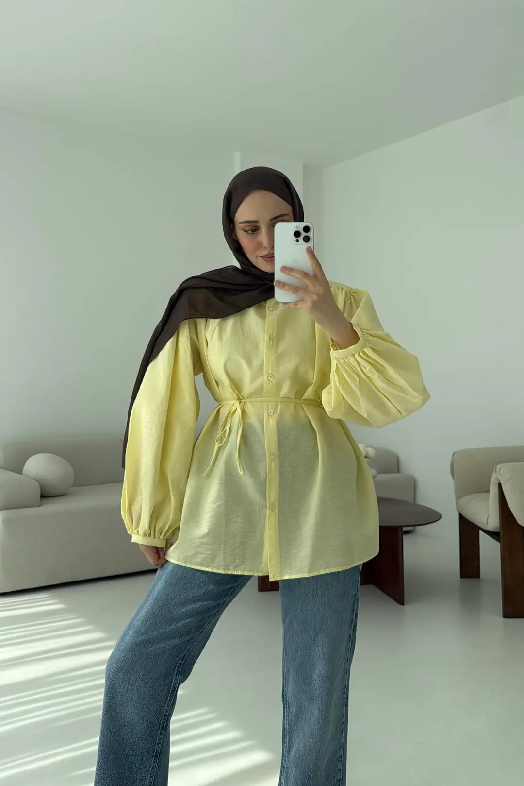 Risa Balon Kol Gömlek Sarı - Görsel 2