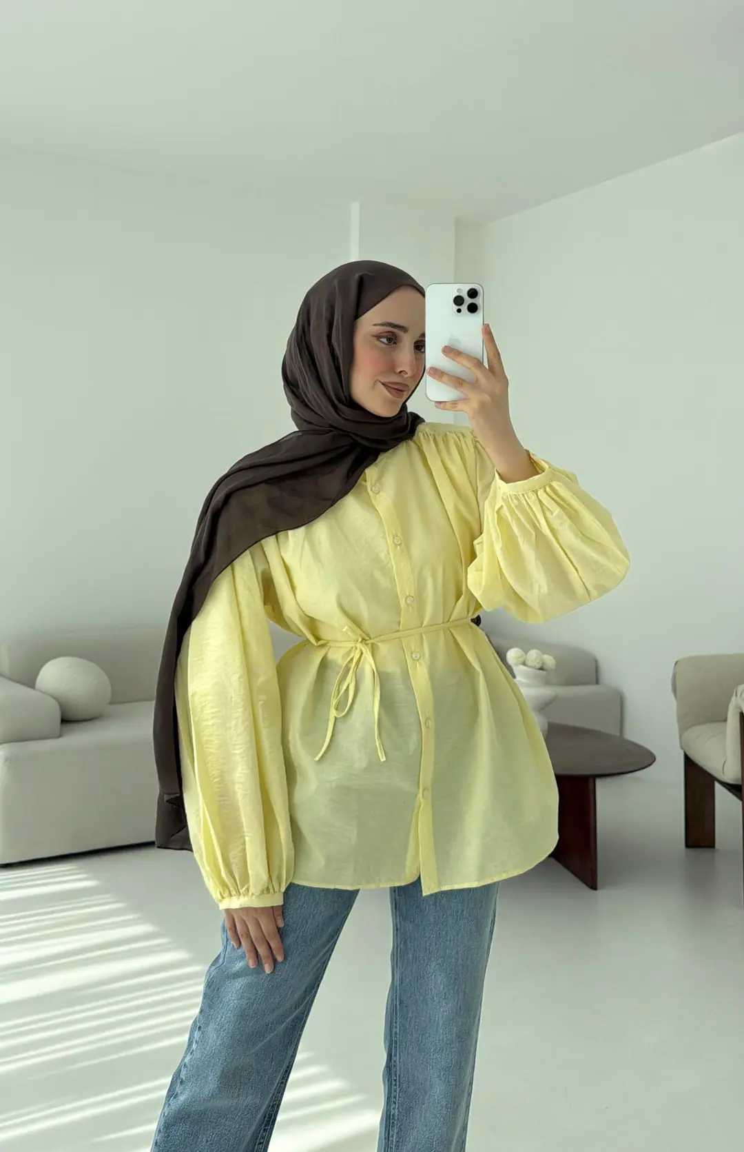 Risa Balon Kol Gömlek Sarı - Görsel 3