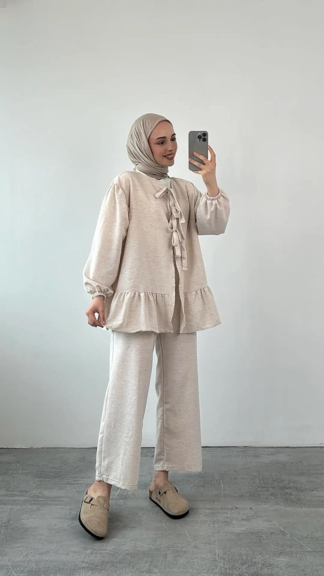 Rose Bağlamalı Takım Ekru - Görsel 3