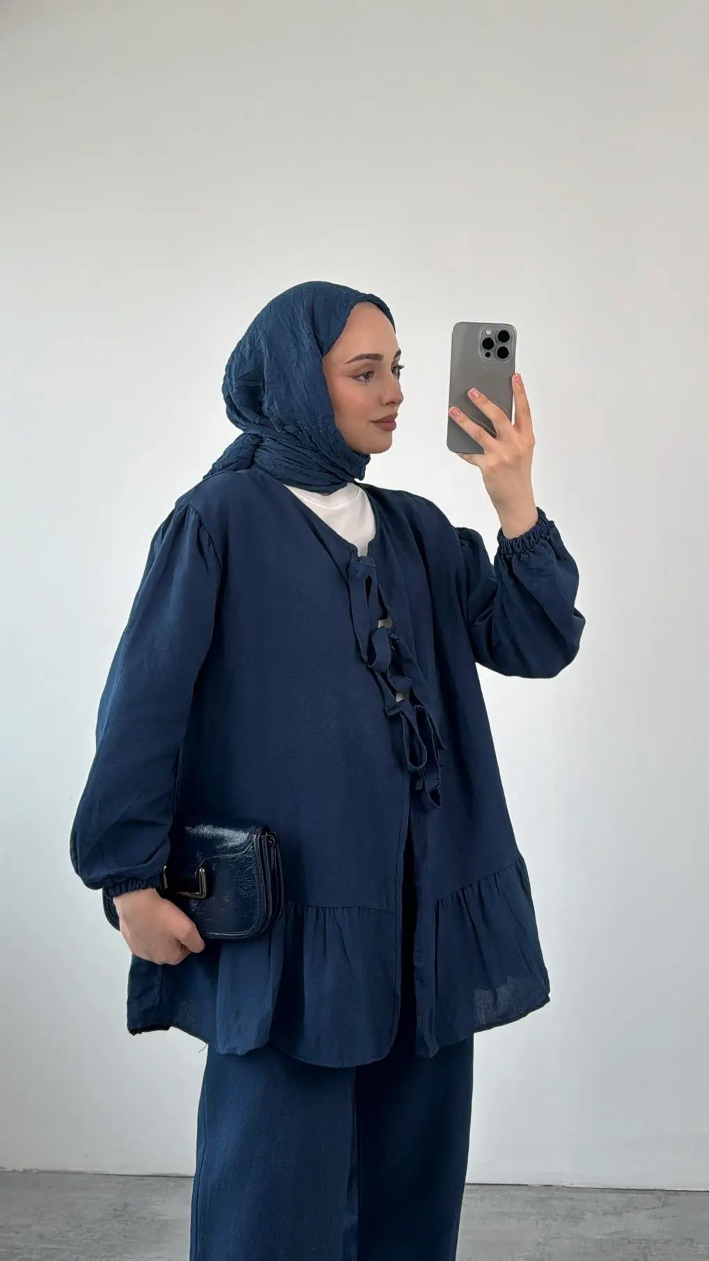 Rose Bağlamalı Takım Lacivert - Görsel 3