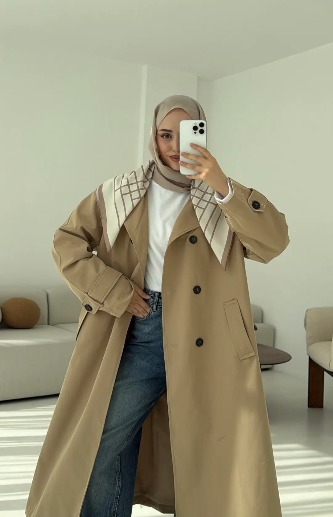 Şal Detay Trençkot - Görsel 8