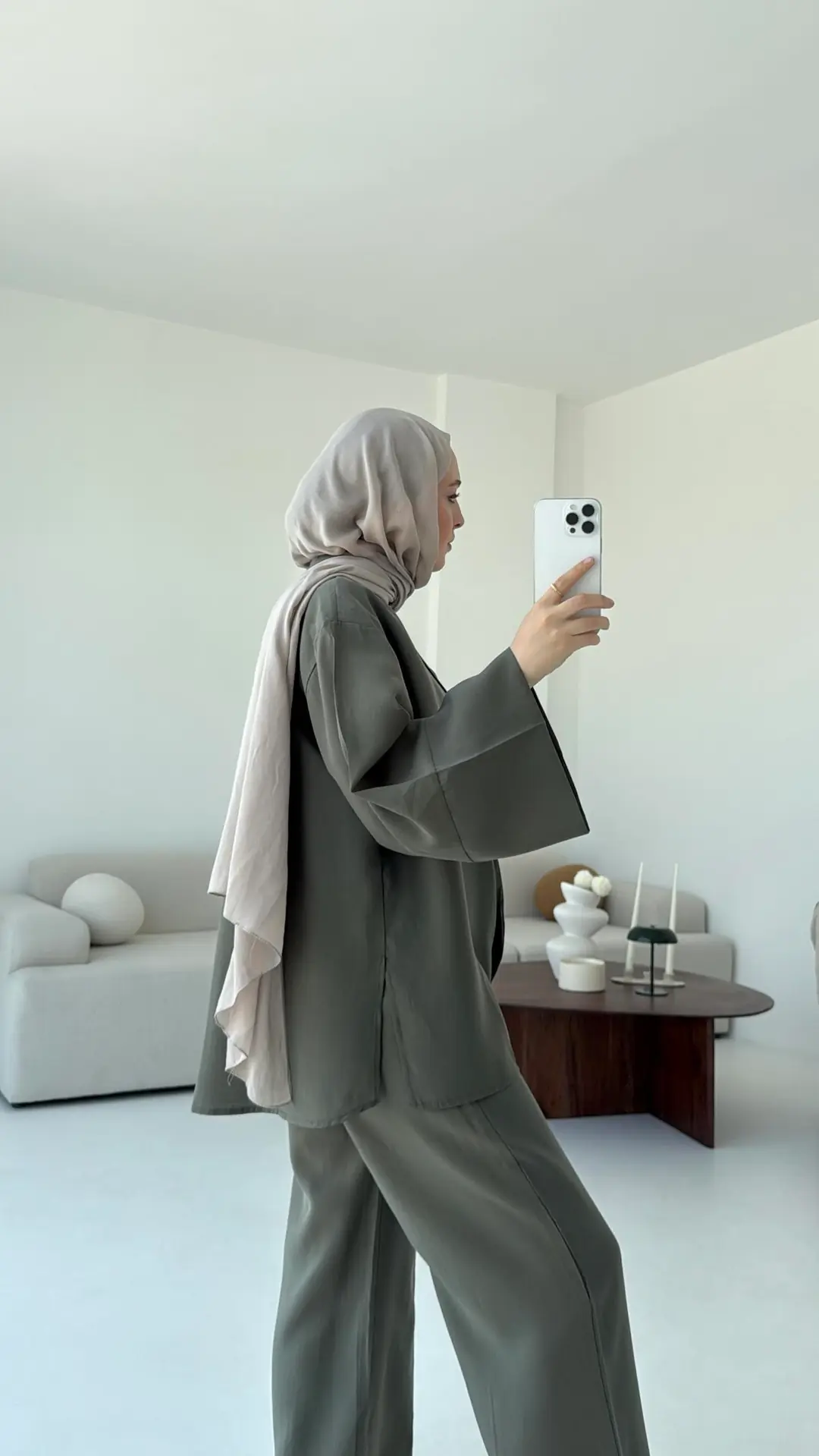 Şal Yaka Düğmeli Takım Haki - Görsel 7