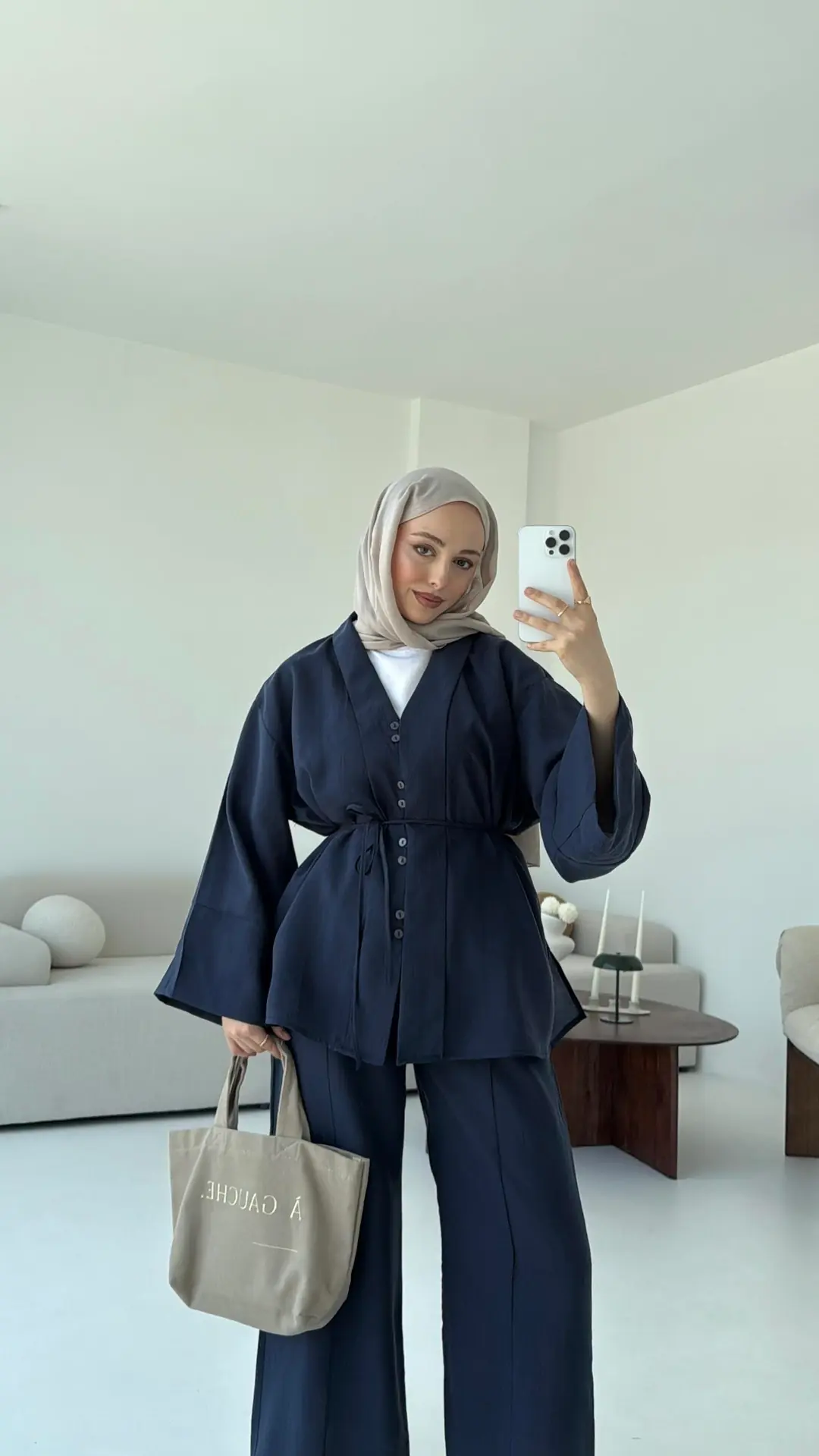 Şal Yaka Düğmeli Takım Lacivert - Görsel 6