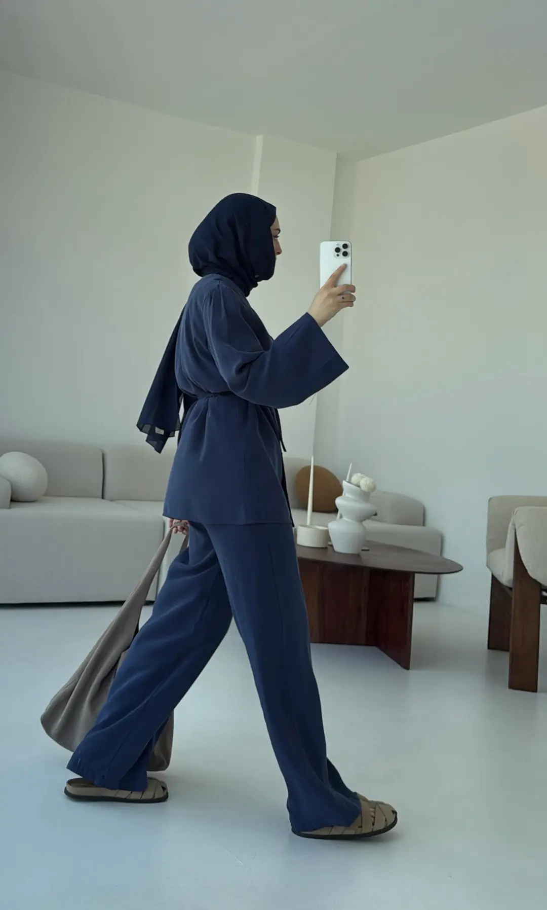 Şal Yaka Düğmeli Takım Lacivert - Görsel 4