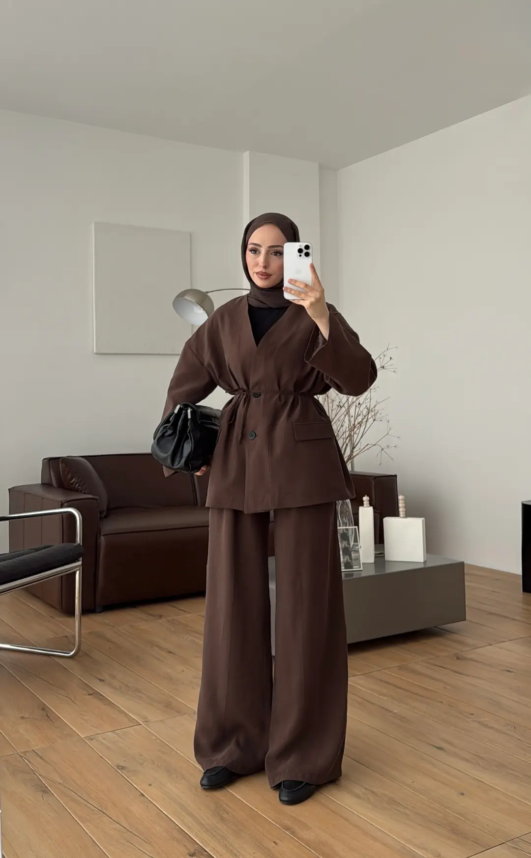 Şallı Biyeli Takım Kahve - Görsel 8