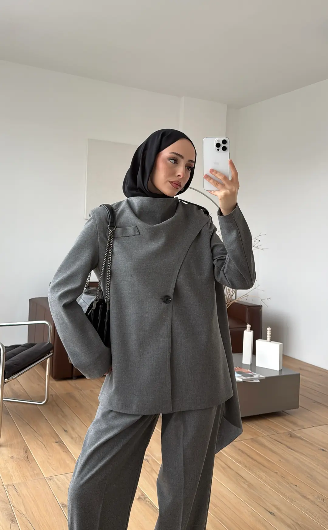 Şallı Ceket Takım Koyu Gri - Görsel 2