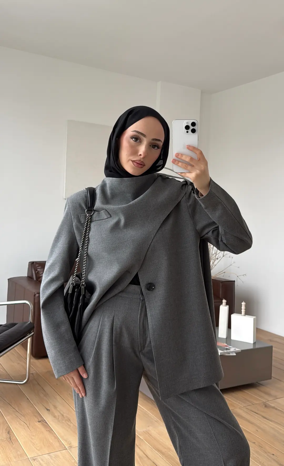 Şallı Ceket Takım Koyu Gri - Görsel 3