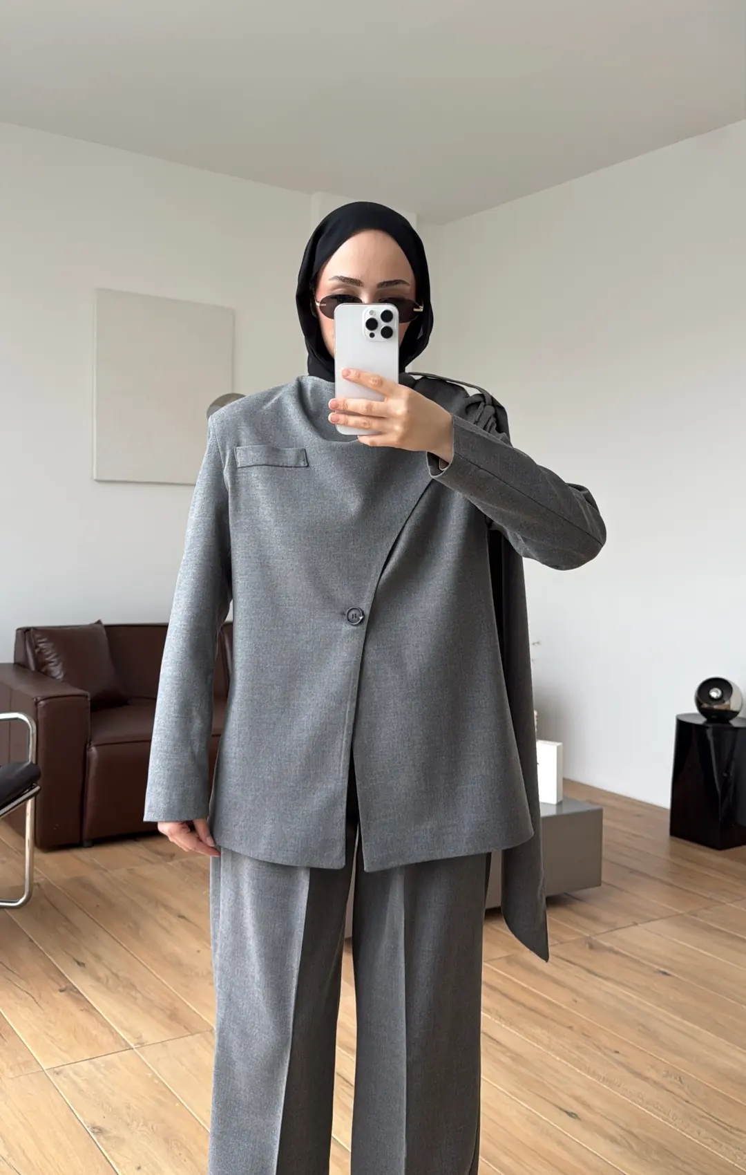 Şallı Ceket Takım Koyu Gri - Görsel 5