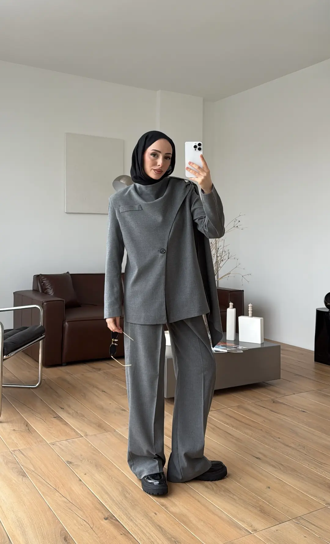 Şallı Ceket Takım Koyu Gri - Görsel 7